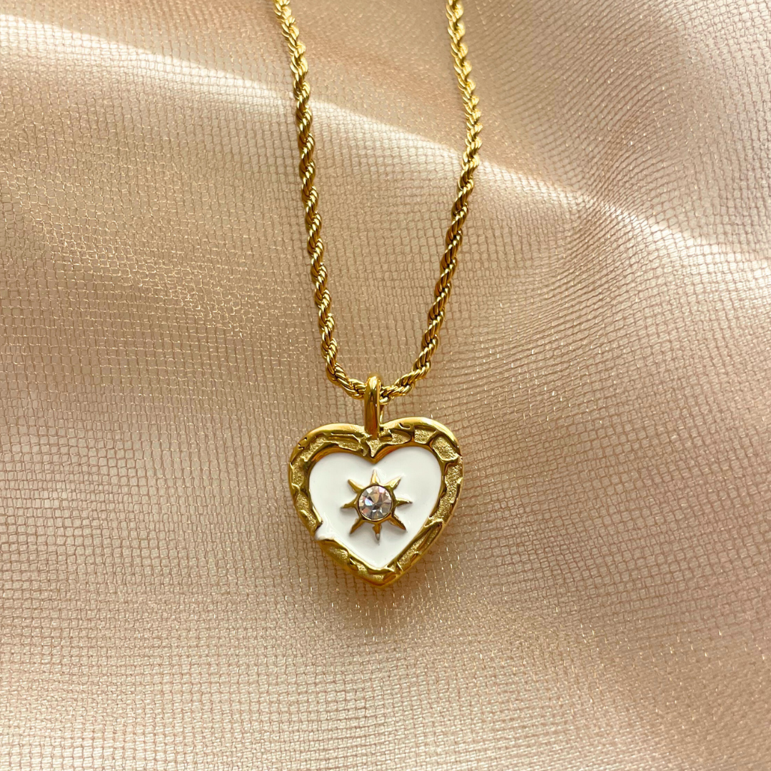 Collar corazón white